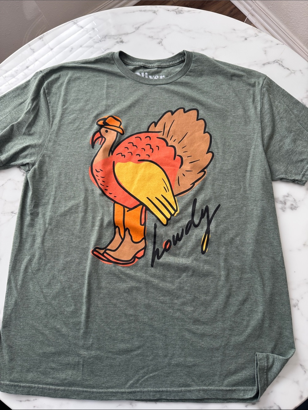 Howdy Turkey Graphic Short Sleeve Tee - Olive
